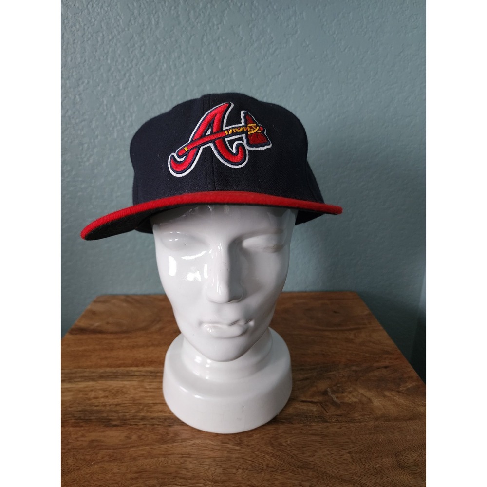 New Era 59FIFTY Atlanta Braves Hat 7 3/8 Vintage MLB On-Field Made in USA Navy